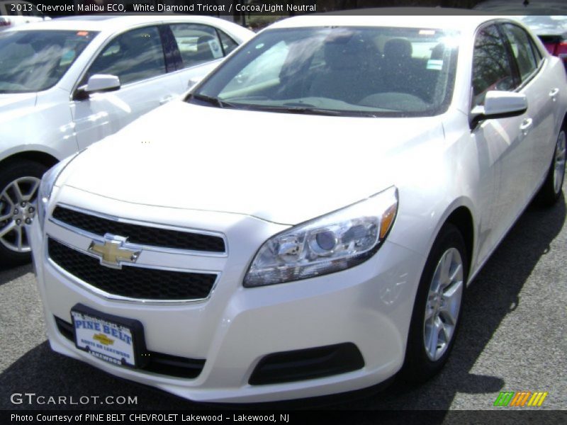 White Diamond Tricoat / Cocoa/Light Neutral 2013 Chevrolet Malibu ECO