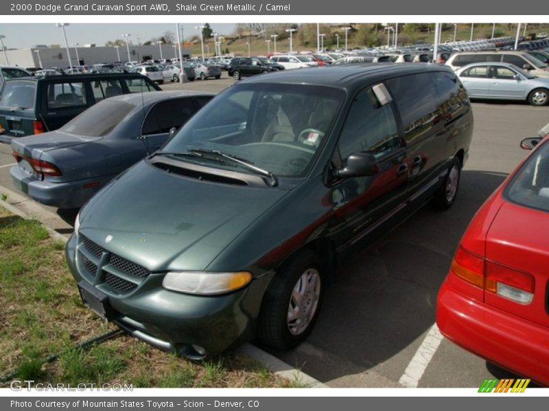 Shale Green Metallic / Camel 2000 Dodge Grand Caravan Sport AWD