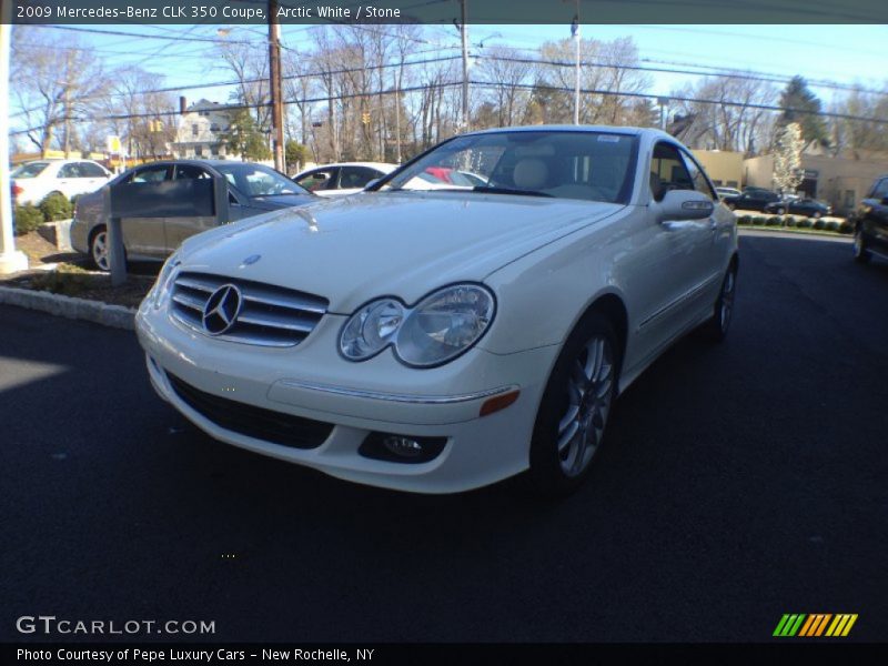 Arctic White / Stone 2009 Mercedes-Benz CLK 350 Coupe