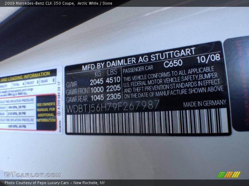 2009 CLK 350 Coupe Arctic White Color Code 650