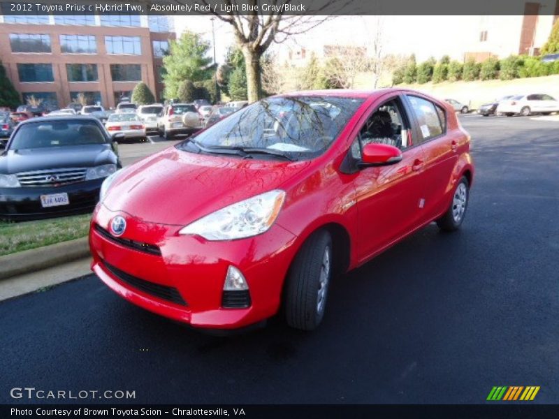 Absolutely Red / Light Blue Gray/Black 2012 Toyota Prius c Hybrid Two