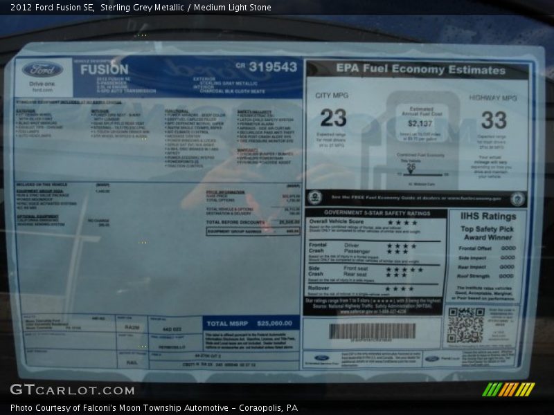 Sterling Grey Metallic / Medium Light Stone 2012 Ford Fusion SE