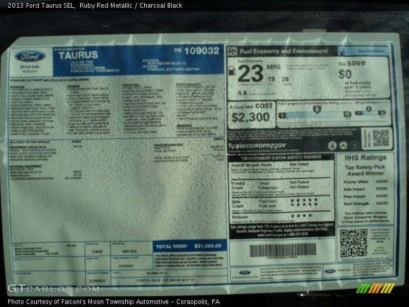  2013 Taurus SEL Window Sticker