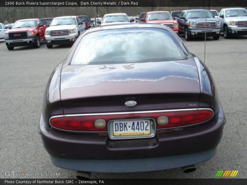 Dark Cherry Metallic / Dark Red 1996 Buick Riviera Supercharged Coupe