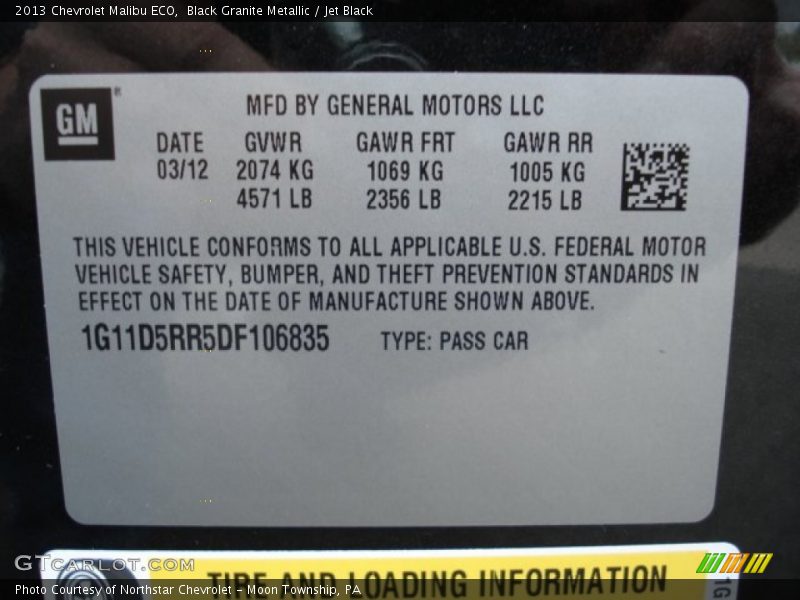 Black Granite Metallic / Jet Black 2013 Chevrolet Malibu ECO