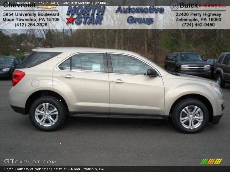 Gold Mist Metallic / Jet Black 2012 Chevrolet Equinox LS AWD