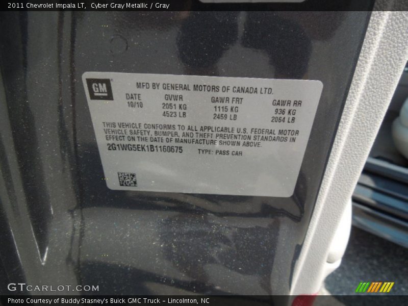 Cyber Gray Metallic / Gray 2011 Chevrolet Impala LT