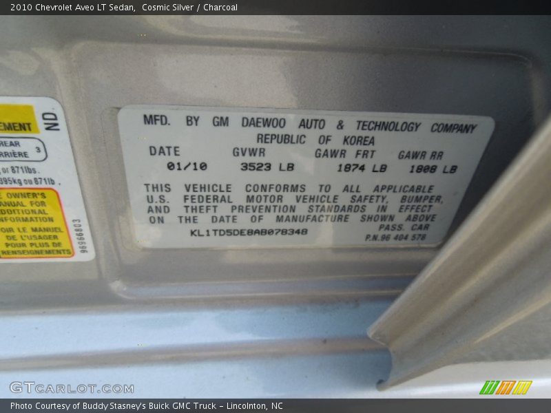 Cosmic Silver / Charcoal 2010 Chevrolet Aveo LT Sedan