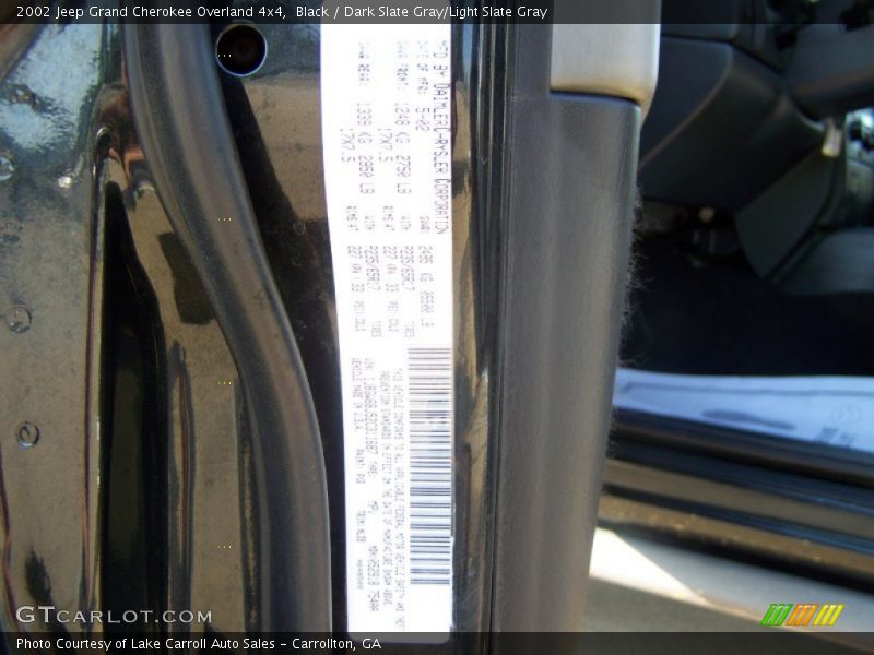 Black / Dark Slate Gray/Light Slate Gray 2002 Jeep Grand Cherokee Overland 4x4