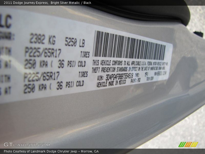 Bright Silver Metallic / Black 2011 Dodge Journey Express