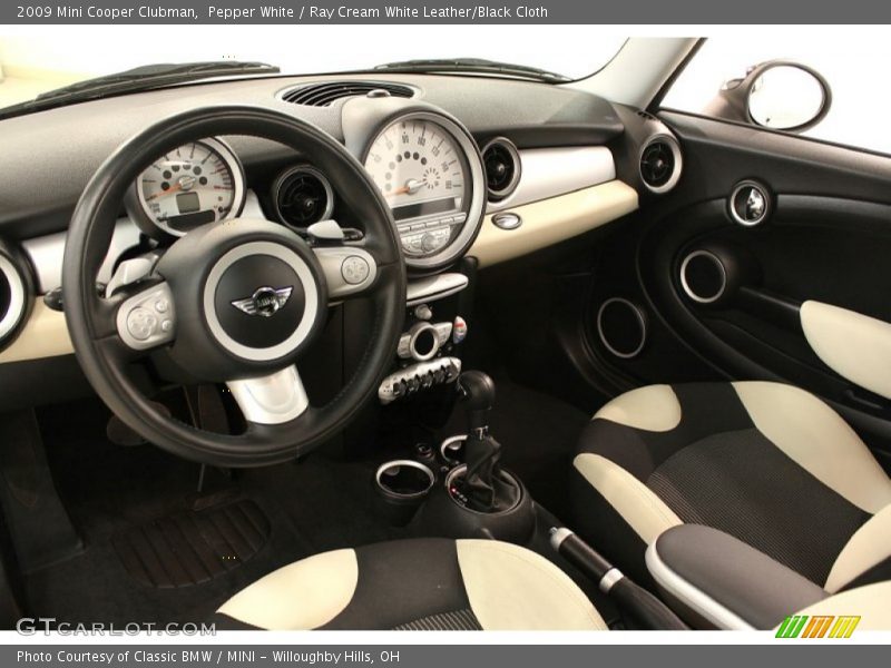 Ray Cream White Leather/Black Cloth Interior - 2009 Cooper Clubman 