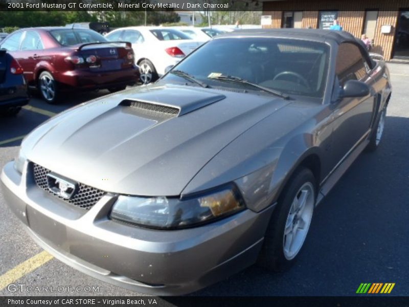 Mineral Grey Metallic / Dark Charcoal 2001 Ford Mustang GT Convertible