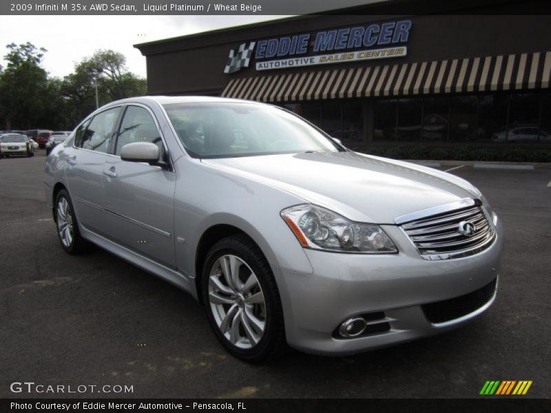 Liquid Platinum / Wheat Beige 2009 Infiniti M 35x AWD Sedan