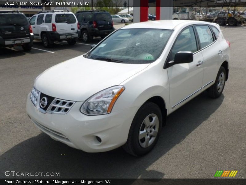 Pearl White / Gray 2012 Nissan Rogue S AWD