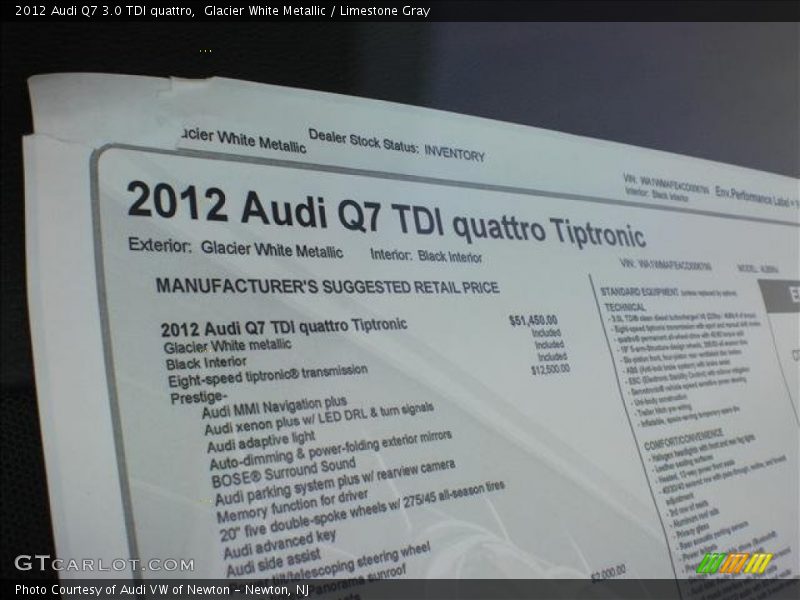  2012 Q7 3.0 TDI quattro Window Sticker