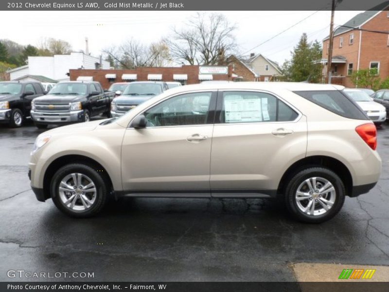 Gold Mist Metallic / Jet Black 2012 Chevrolet Equinox LS AWD
