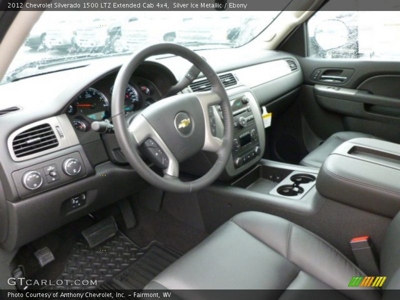 Ebony Interior - 2012 Silverado 1500 LTZ Extended Cab 4x4 