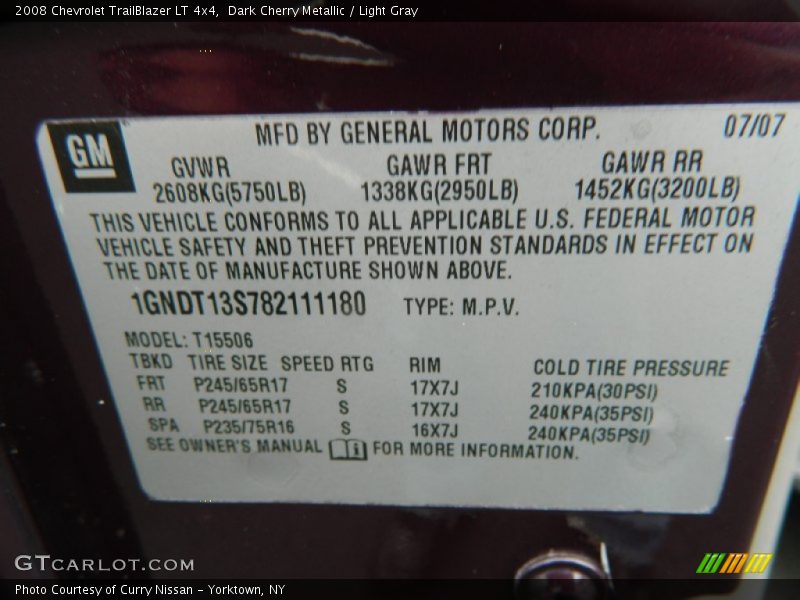 Dark Cherry Metallic / Light Gray 2008 Chevrolet TrailBlazer LT 4x4