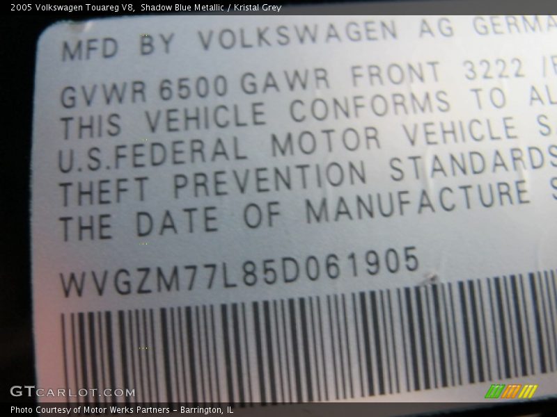 Shadow Blue Metallic / Kristal Grey 2005 Volkswagen Touareg V8
