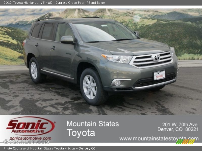 Cypress Green Pearl / Sand Beige 2012 Toyota Highlander V6 4WD