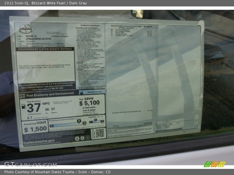  2012 iQ  Window Sticker