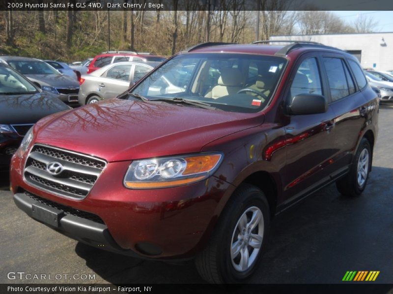 Dark Cherry / Beige 2009 Hyundai Santa Fe GLS 4WD