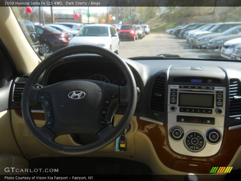 Dark Cherry / Beige 2009 Hyundai Santa Fe GLS 4WD