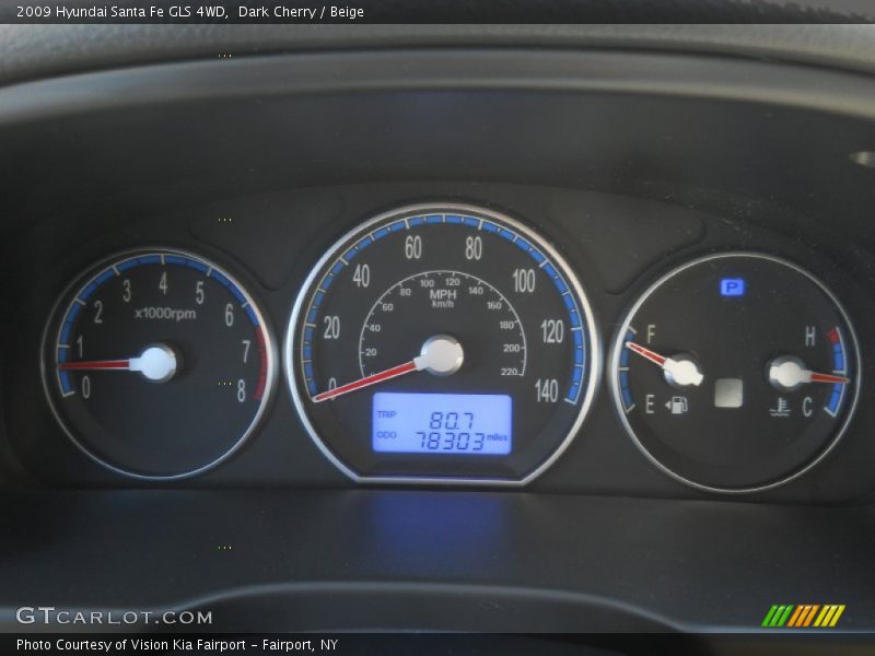 Dark Cherry / Beige 2009 Hyundai Santa Fe GLS 4WD