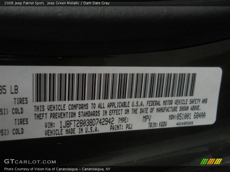 Jeep Green Metallic / Dark Slate Gray 2008 Jeep Patriot Sport