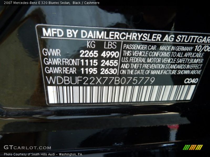 Black / Cashmere 2007 Mercedes-Benz E 320 Bluetec Sedan