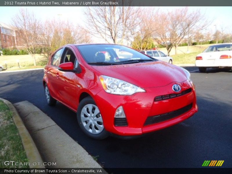 Habanero / Light Blue Gray/Black 2012 Toyota Prius c Hybrid Two