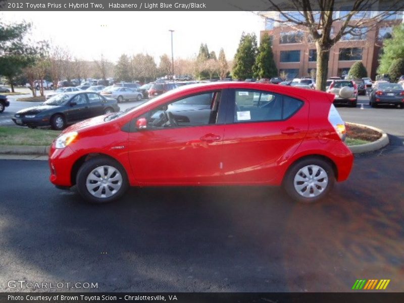 Habanero / Light Blue Gray/Black 2012 Toyota Prius c Hybrid Two