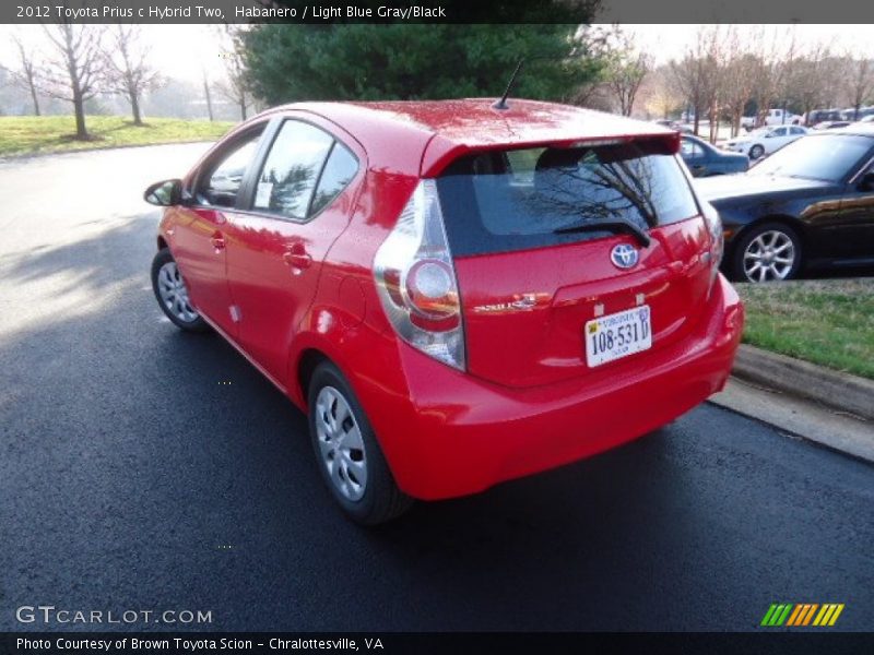 Habanero / Light Blue Gray/Black 2012 Toyota Prius c Hybrid Two