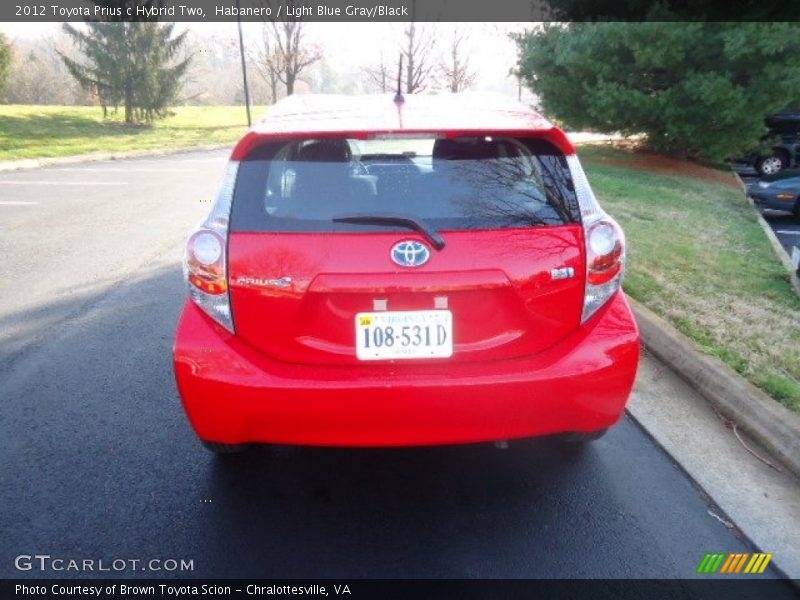 Habanero / Light Blue Gray/Black 2012 Toyota Prius c Hybrid Two