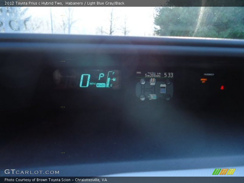 Habanero / Light Blue Gray/Black 2012 Toyota Prius c Hybrid Two