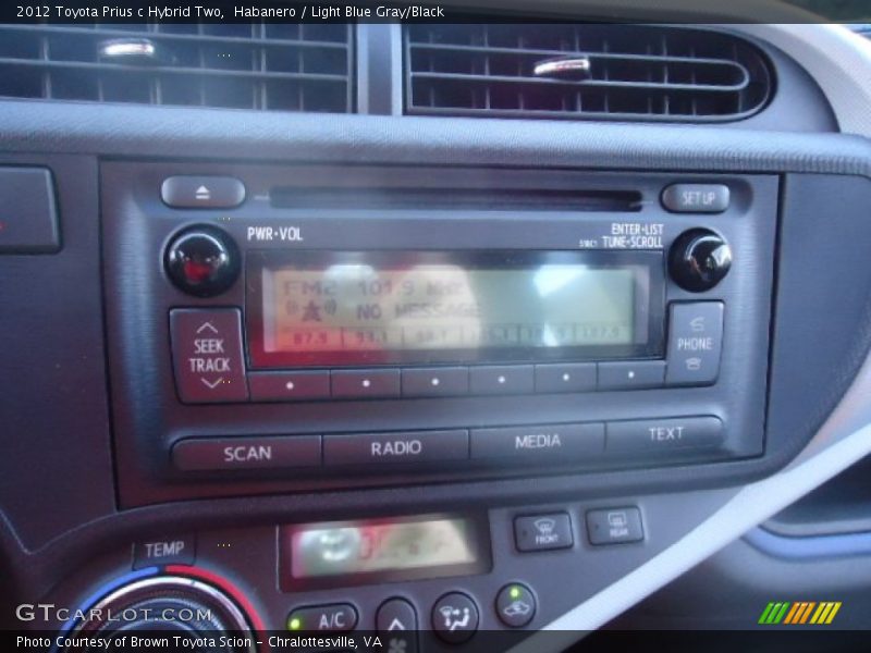 Habanero / Light Blue Gray/Black 2012 Toyota Prius c Hybrid Two