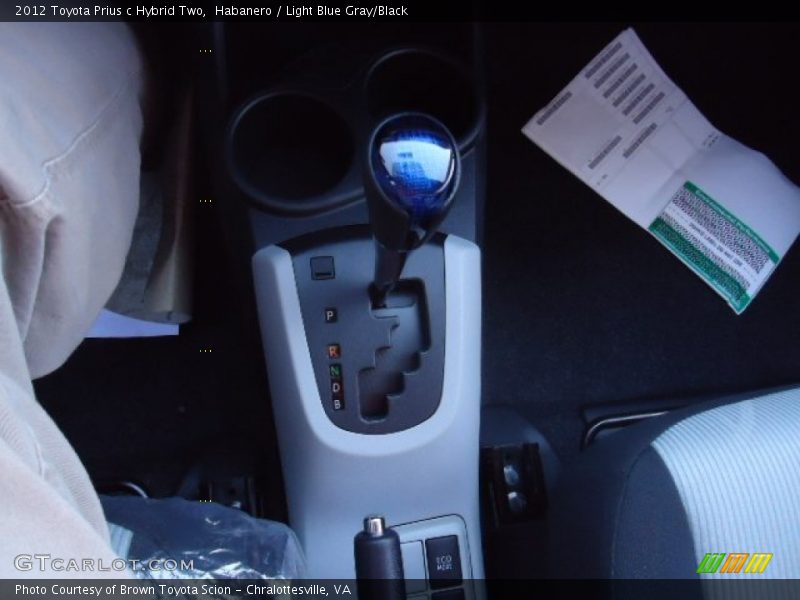 Habanero / Light Blue Gray/Black 2012 Toyota Prius c Hybrid Two