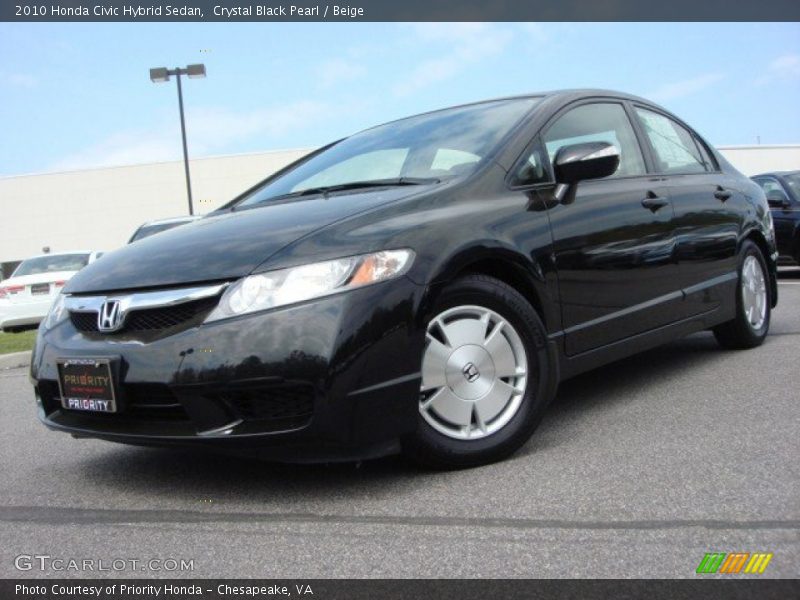 Crystal Black Pearl / Beige 2010 Honda Civic Hybrid Sedan