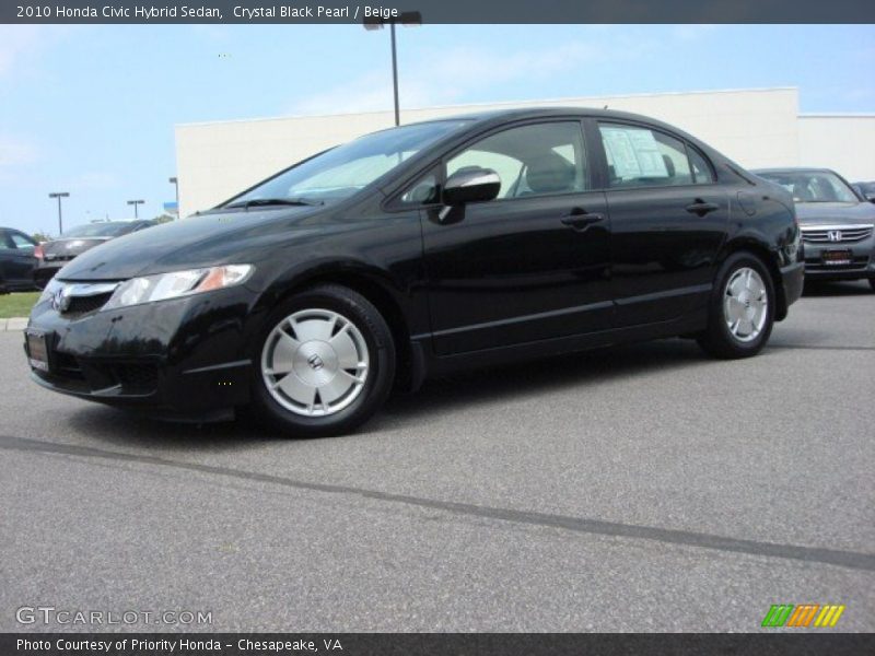 Crystal Black Pearl / Beige 2010 Honda Civic Hybrid Sedan