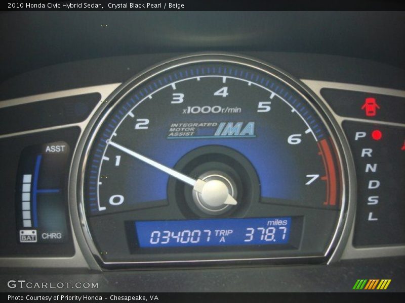 Crystal Black Pearl / Beige 2010 Honda Civic Hybrid Sedan