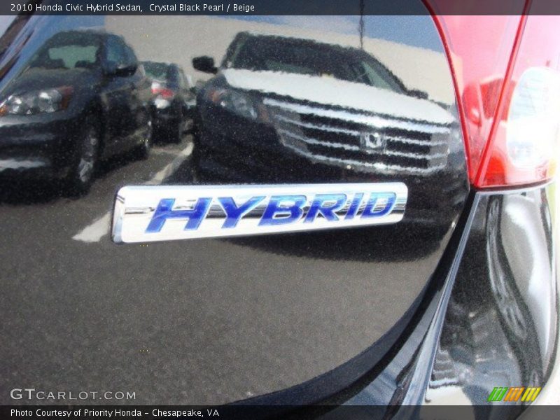 Crystal Black Pearl / Beige 2010 Honda Civic Hybrid Sedan