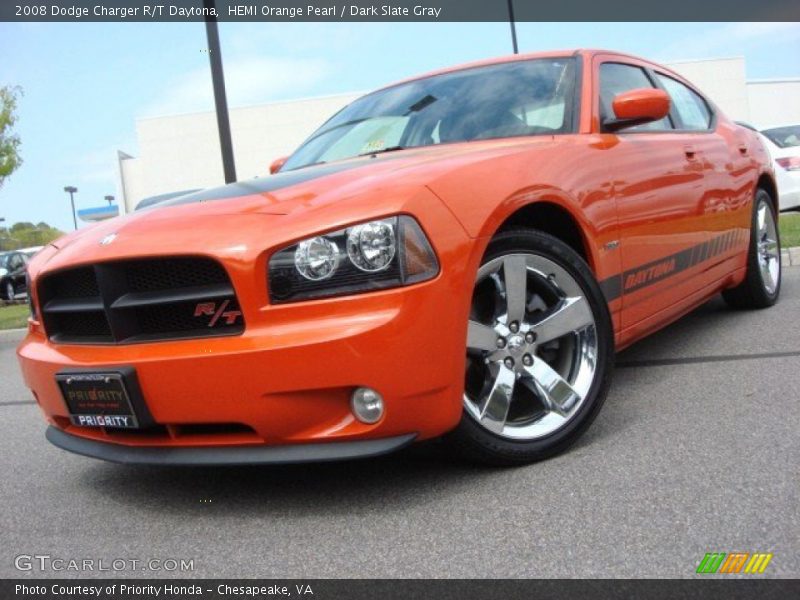 HEMI Orange Pearl / Dark Slate Gray 2008 Dodge Charger R/T Daytona