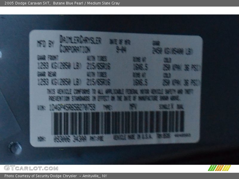Butane Blue Pearl / Medium Slate Gray 2005 Dodge Caravan SXT