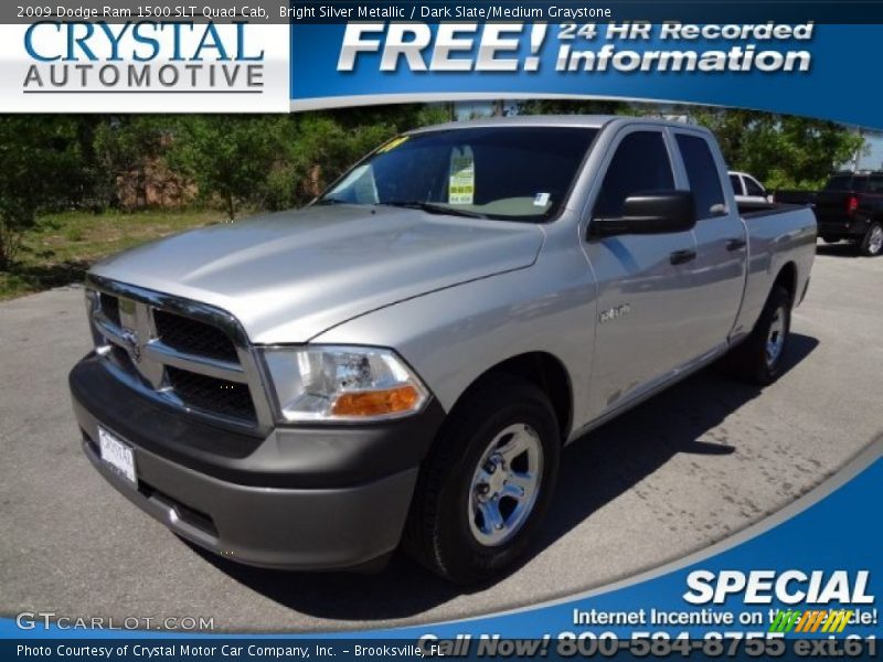 Bright Silver Metallic / Dark Slate/Medium Graystone 2009 Dodge Ram 1500 SLT Quad Cab