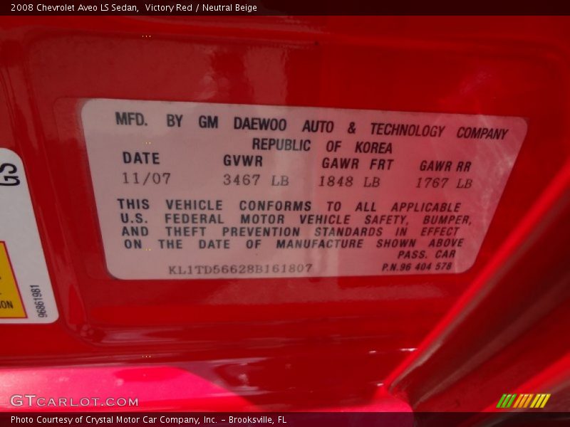 Victory Red / Neutral Beige 2008 Chevrolet Aveo LS Sedan