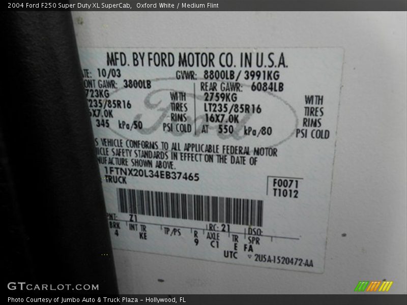 Oxford White / Medium Flint 2004 Ford F250 Super Duty XL SuperCab