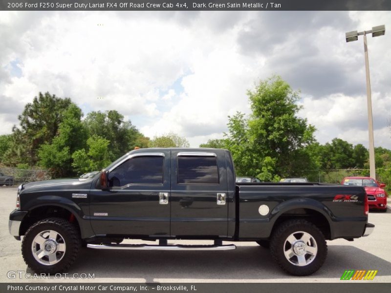 Dark Green Satin Metallic / Tan 2006 Ford F250 Super Duty Lariat FX4 Off Road Crew Cab 4x4
