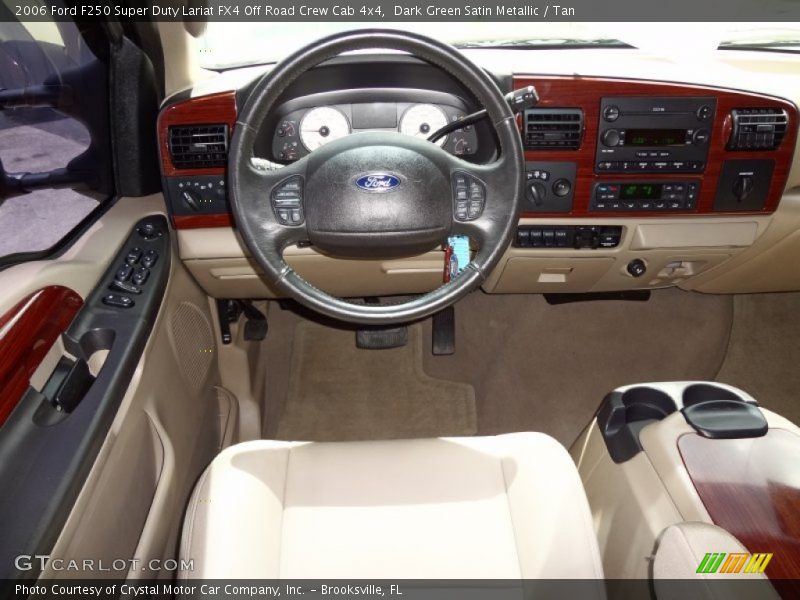 Dark Green Satin Metallic / Tan 2006 Ford F250 Super Duty Lariat FX4 Off Road Crew Cab 4x4