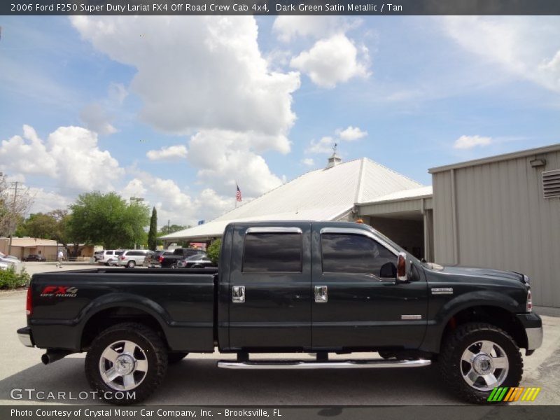 Dark Green Satin Metallic / Tan 2006 Ford F250 Super Duty Lariat FX4 Off Road Crew Cab 4x4