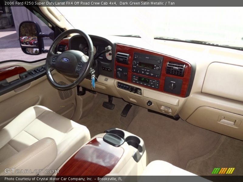 Dark Green Satin Metallic / Tan 2006 Ford F250 Super Duty Lariat FX4 Off Road Crew Cab 4x4